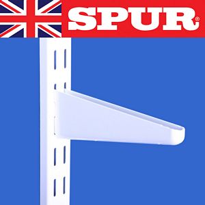 SLBH22W SPUR ® Shelving Steel-Lok shelving wall mounted 220mm Shelving Bracket standard 220mm 9 bracket. British Made suitable for steel shelves 220mm